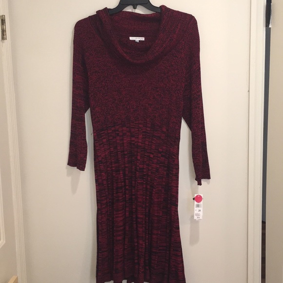 Studio One Cowl Neck Knit Sweater Dress NWT 2X - Picture 1 of 4